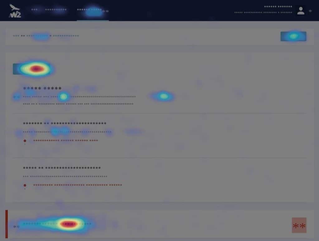 Heatmap of the new quick search results page with Search Again button