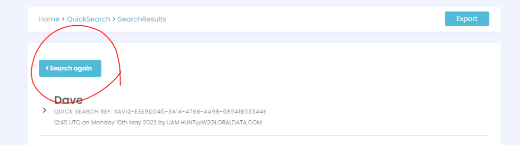 The new search again button